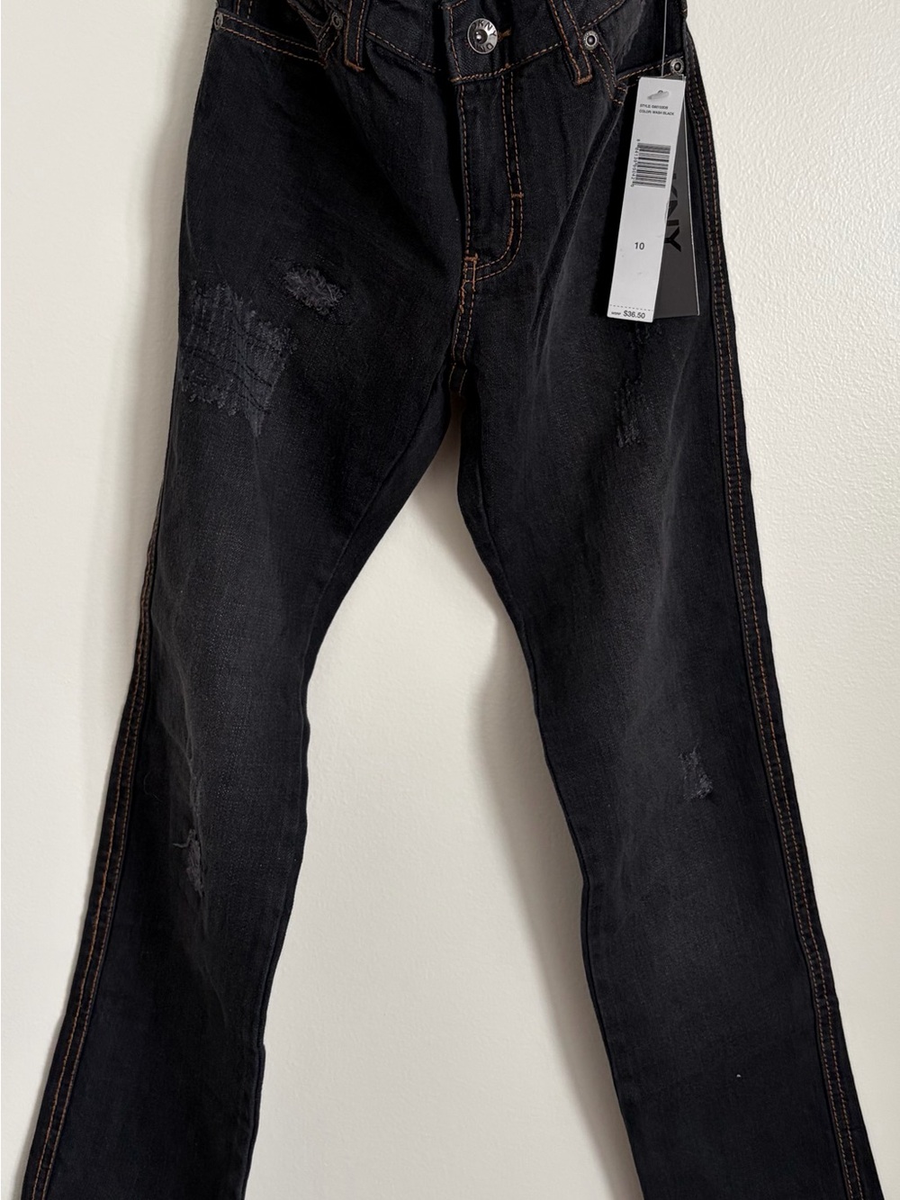DKNY Blue Jeans with Brown Contrast Stitching